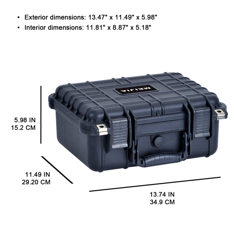 MEIJIA Portable All Weather Waterproof Protective Case,Hard Case,Camera Case With Customized Fit Foam,Fit Use of Drones,Camera,Equipments,Pistols,Elegant Black,13.35 x11.63x5.98inches - Image 3